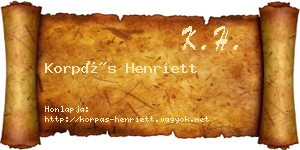Korpás Henriett névjegykártya