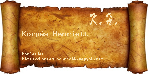 Korpás Henriett névjegykártya